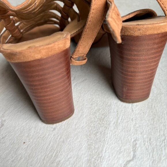 Franco Sarto Rust Orange Tan Brown OpenToe Heel Sandals size 6 - Picture 5 of 10